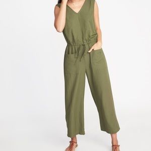 Old Navy Sleeveless Utility Twill Jumpsuit Green